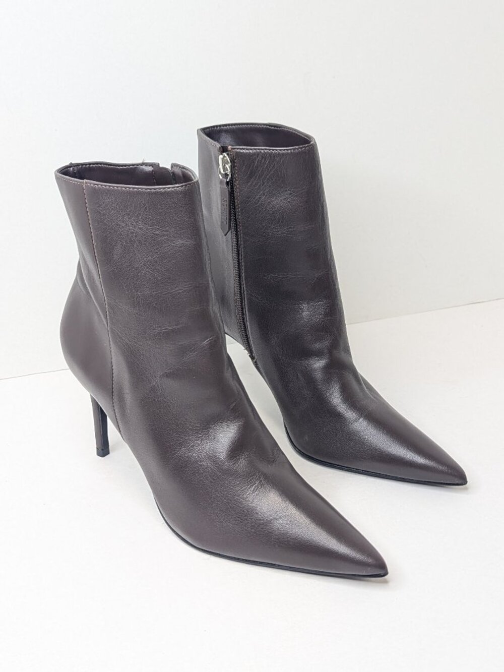 Schutz Mikki Heeled Ankle Booties Dark Chocolate Womens 7